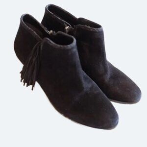 Sam Edelman Black Suede Fringe Ankle Boots Size 9